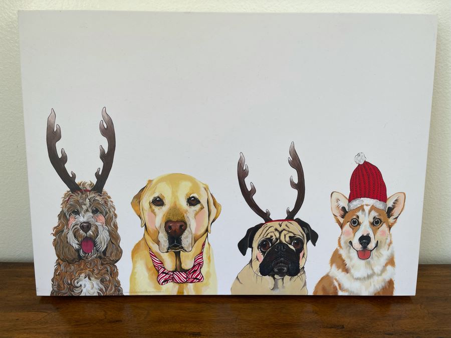 Stretched Canvas Print Titled Holiday Pups 20 X 28 [Photo 3]