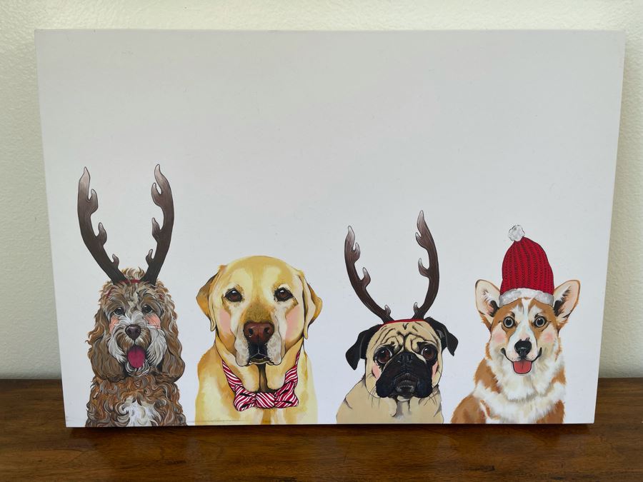 Stretched Canvas Print Titled Holiday Pups 20 X 28 [Photo 2]