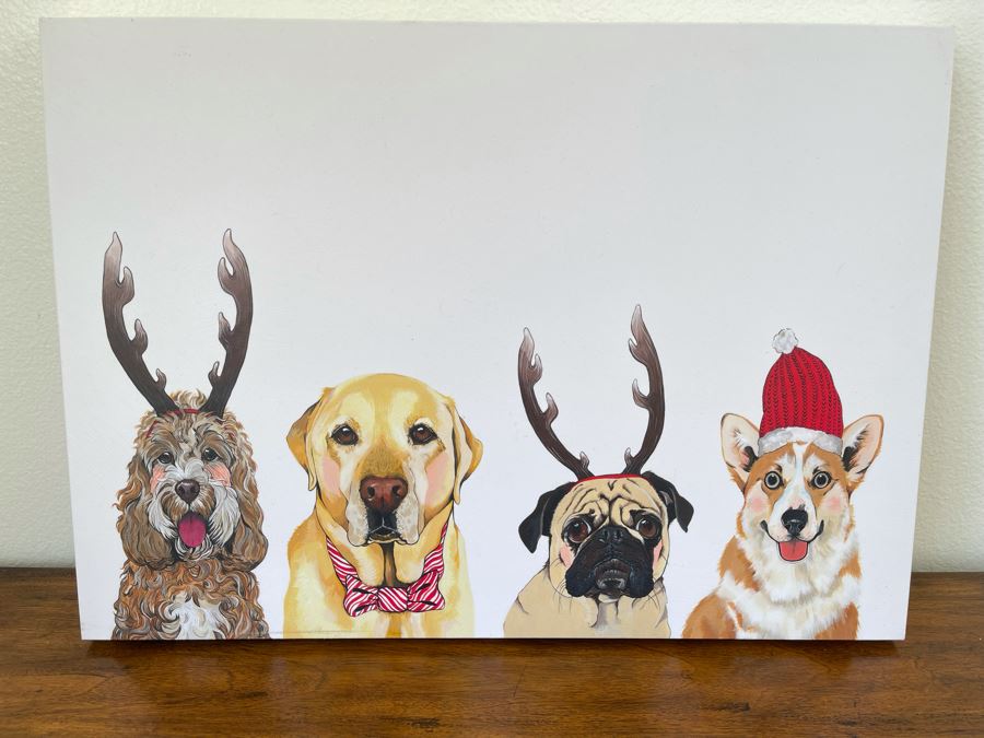Stretched Canvas Print Titled Holiday Pups 20 X 28 [Photo 1]
