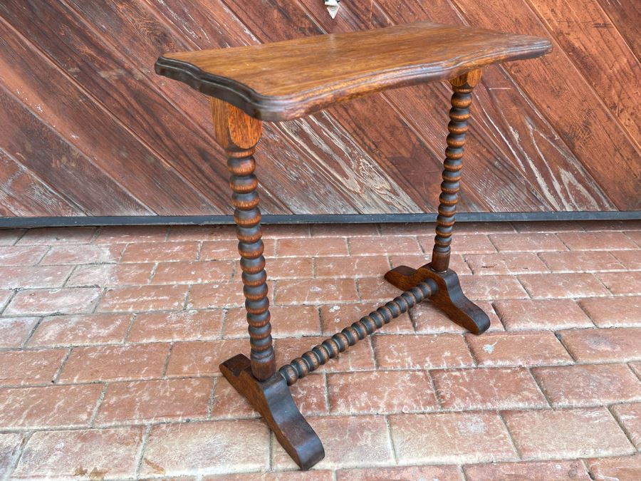 Vintage Carved Oak Small Table 22W X 11D X 23H [Photo 4]