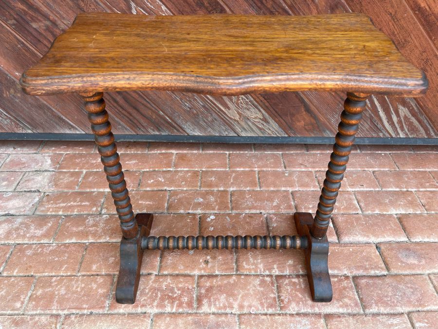 Vintage Carved Oak Small Table 22W X 11D X 23H [Photo 1]
