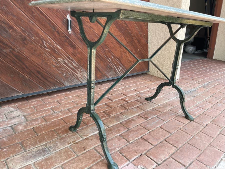 Green Marble Top Table With Cast Iron Base 47W X 24D X 30H [Photo 5]