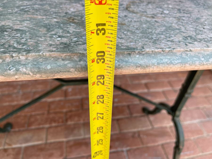 Green Marble Top Table With Cast Iron Base 47W X 24D X 30H [Photo 11]