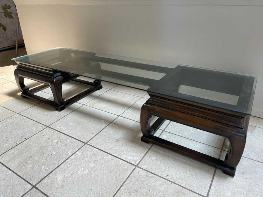 Baker Furniture Low Profile Chinoiserie Entry Table With Glass Top 60W X 17D X 12H [Photo 4]