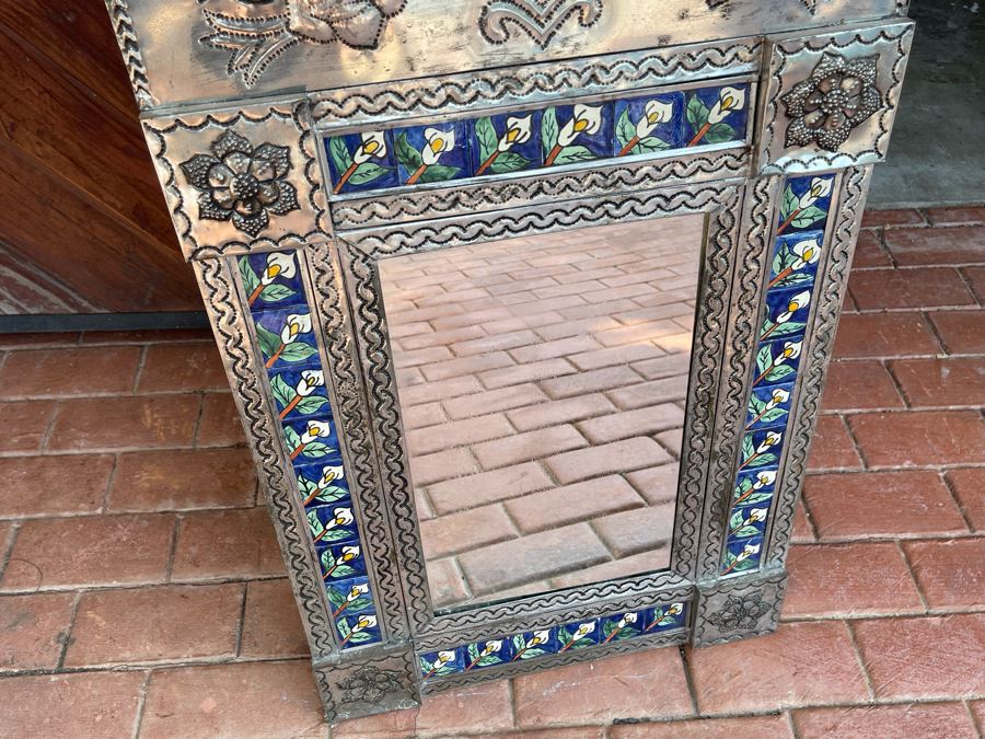 Mexican Tin Tile Mirror 20 5W X 40 5H   42669 Mn29 