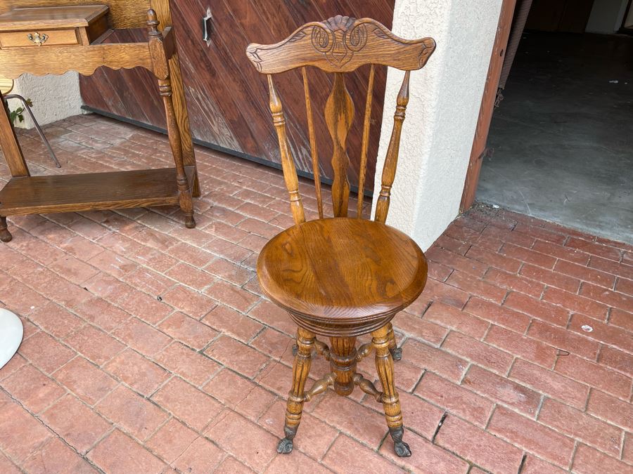 Vintage Swivel Piano Stool With Claw Feet 15W X 36H [Photo 1]