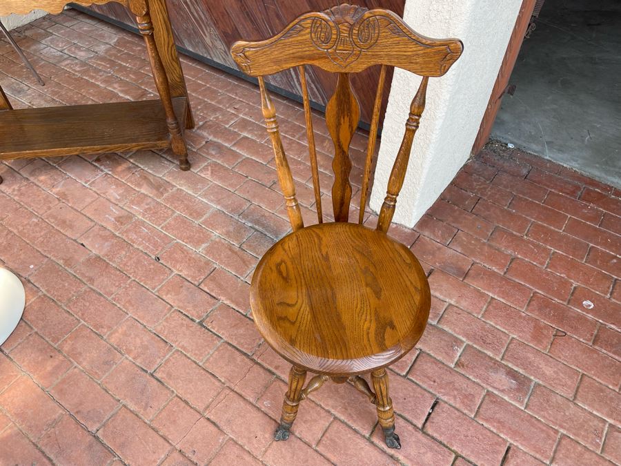 Vintage Swivel Piano Stool With Claw Feet 15W X 36H [Photo 2]
