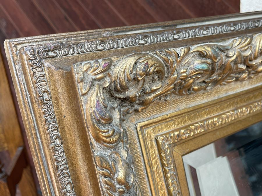 Large Gilt Wooden Beveled Glass Wall Mirror 62W X 51H [Photo 6]