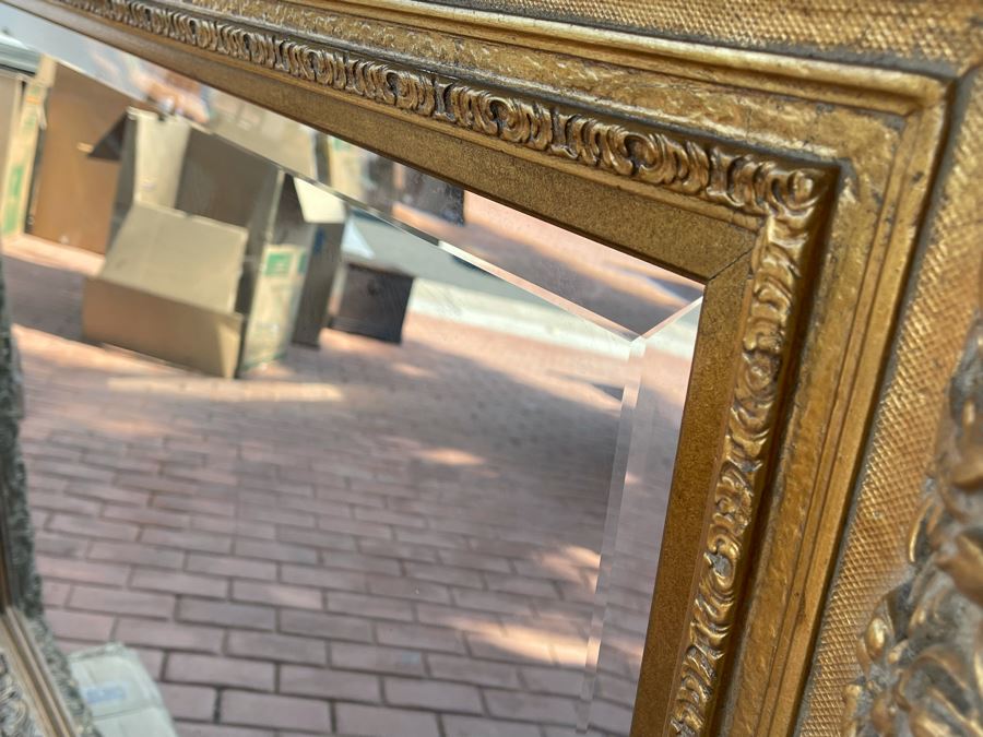 Large Gilt Wooden Beveled Glass Wall Mirror 62W X 51H [Photo 7]