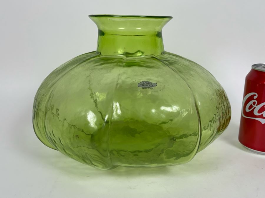 Blenko Green Glass Vase 11W X 8H Retails $69 [Photo 4]