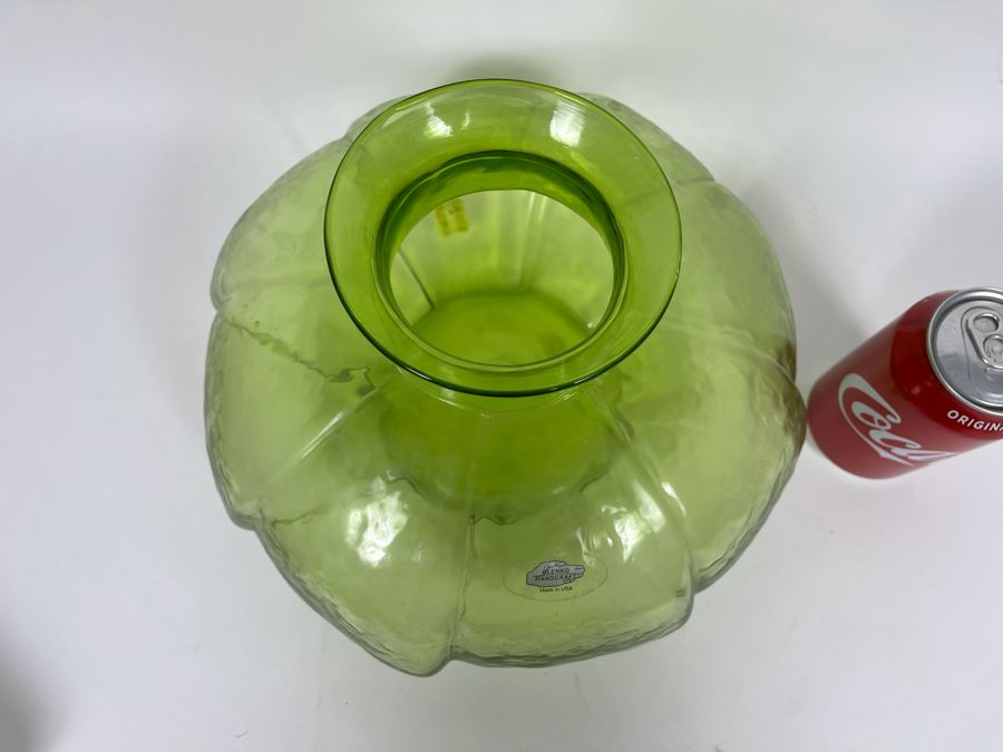 Blenko Green Glass Vase 11W X 8H Retails $69 [Photo 6]