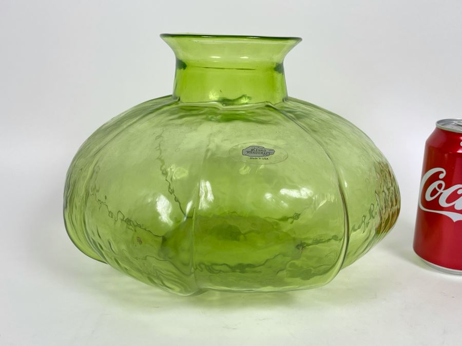 Blenko Green Glass Vase 11W X 8H Retails $69 [Photo 2]
