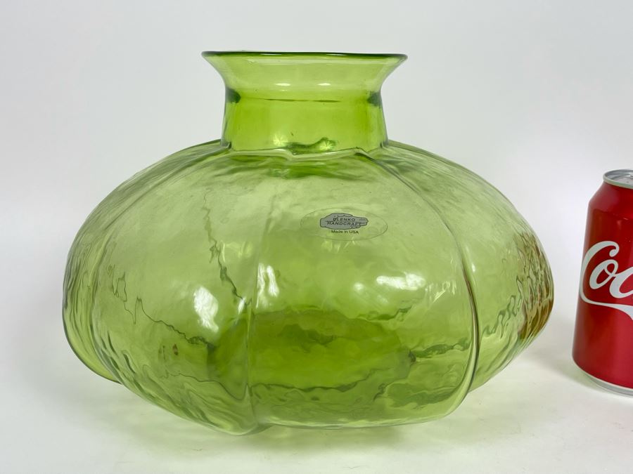 Blenko Green Glass Vase 11W X 8H Retails $69 [Photo 3]