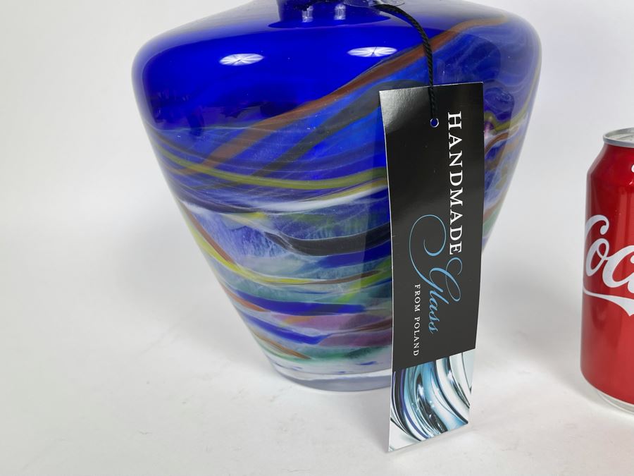 Handmade Glass Vase From Poland 8W X 11H