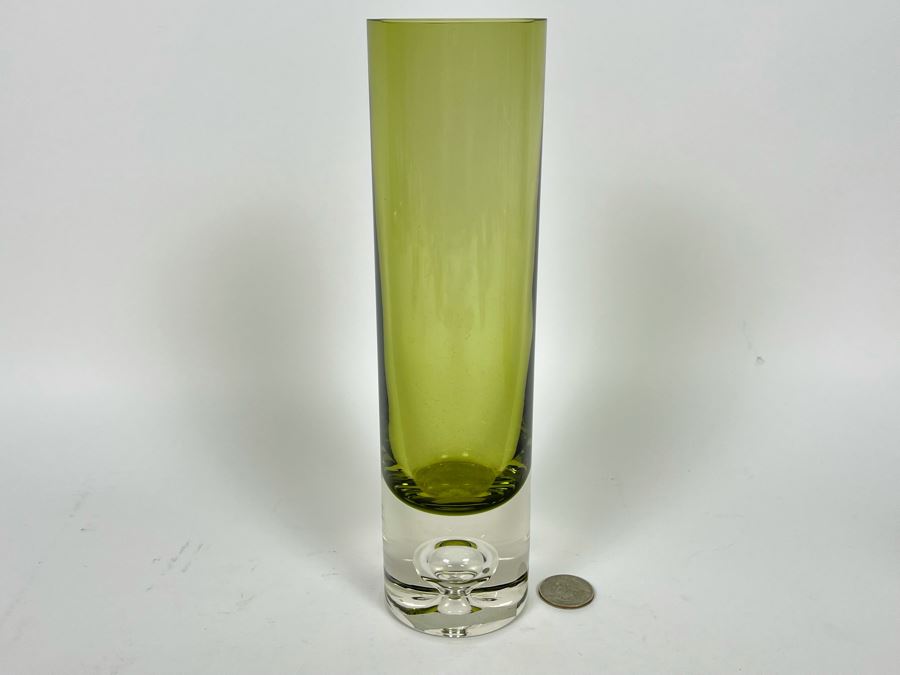 Signed Green Art Glass Vase By Tapio Wirkkala 9.5H Retails $65 [Photo 2]