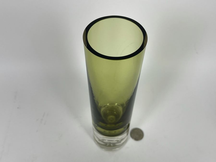 Signed Green Art Glass Vase By Tapio Wirkkala 9.5H Retails $65 [Photo 4]
