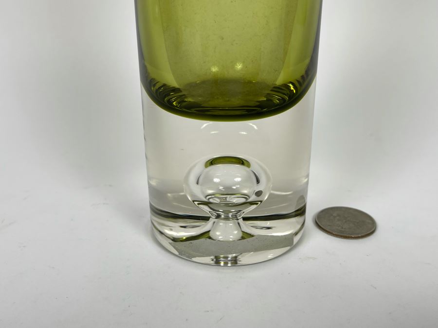 Signed Green Art Glass Vase By Tapio Wirkkala 9.5H Retails $65 [Photo 3]