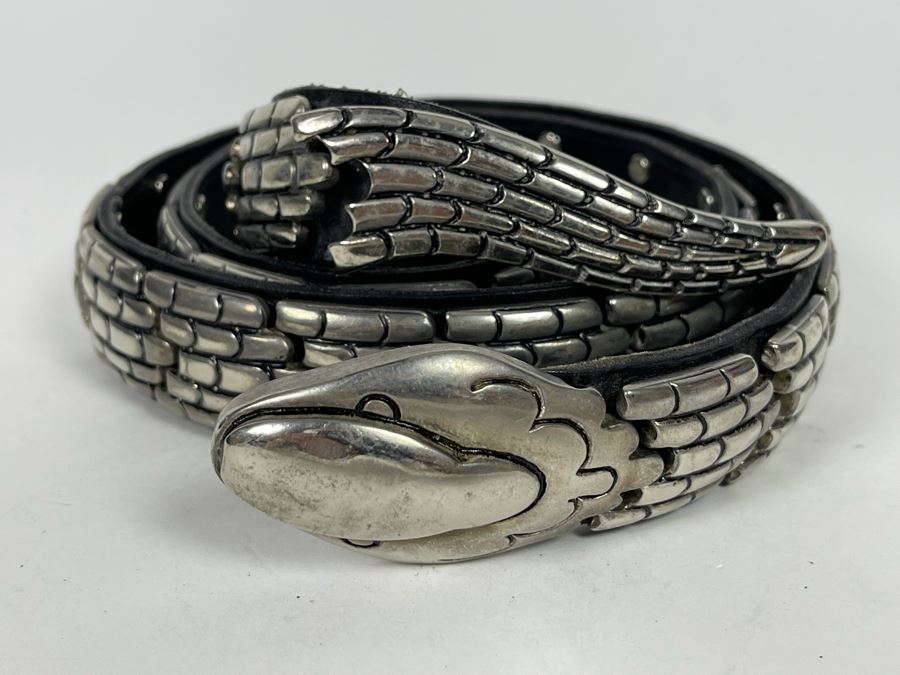 Italian Leather Snake Belt By Bijoux Medici Size 08 80 [Photo 5]