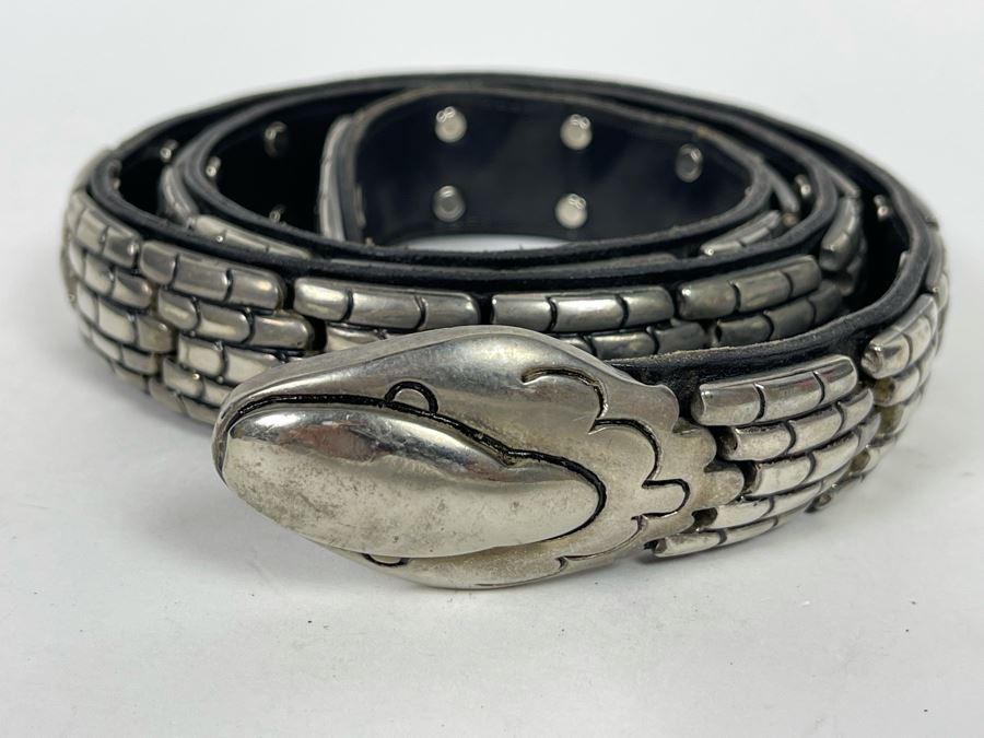 Italian Leather Snake Belt By Bijoux Medici Size 08 80 [Photo 3]