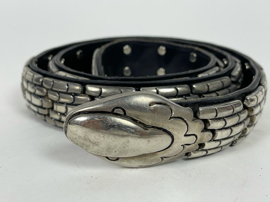 Italian Leather Snake Belt By Bijoux Medici Size 08 80 [Photo 2]