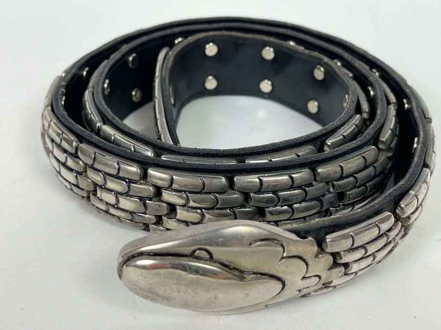 Italian Leather Snake Belt By Bijoux Medici Size 08 80