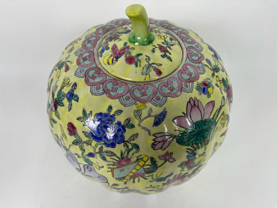 Signed Chinese Porcelain Lidded Jar 9W X 11H [Photo 5]