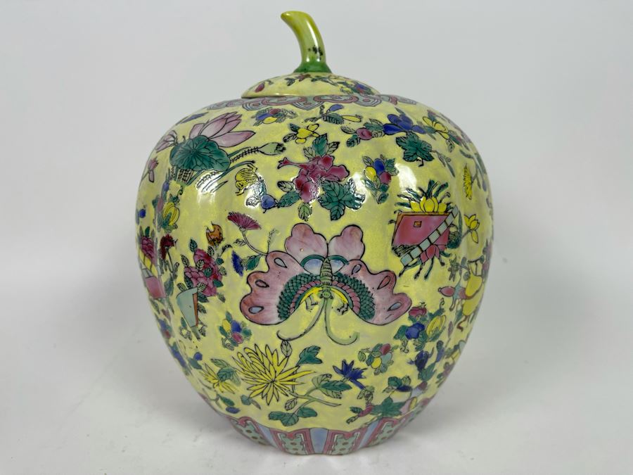 Signed Chinese Porcelain Lidded Jar 9W X 11H [Photo 2]