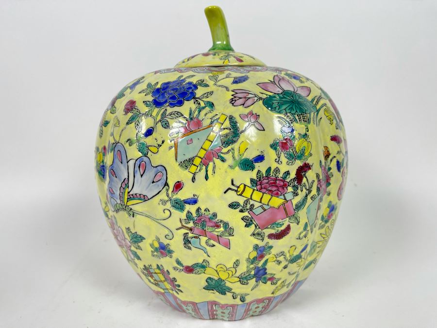 Signed Chinese Porcelain Lidded Jar 9W X 11H [Photo 4]