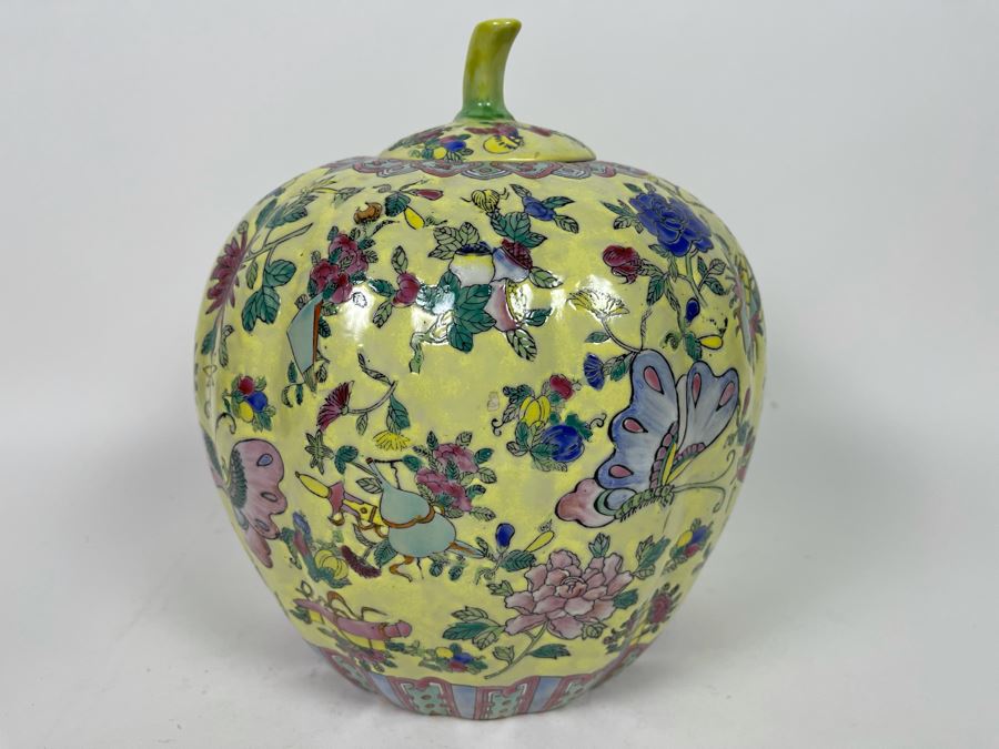 Signed Chinese Porcelain Lidded Jar 9W X 11H [Photo 6]
