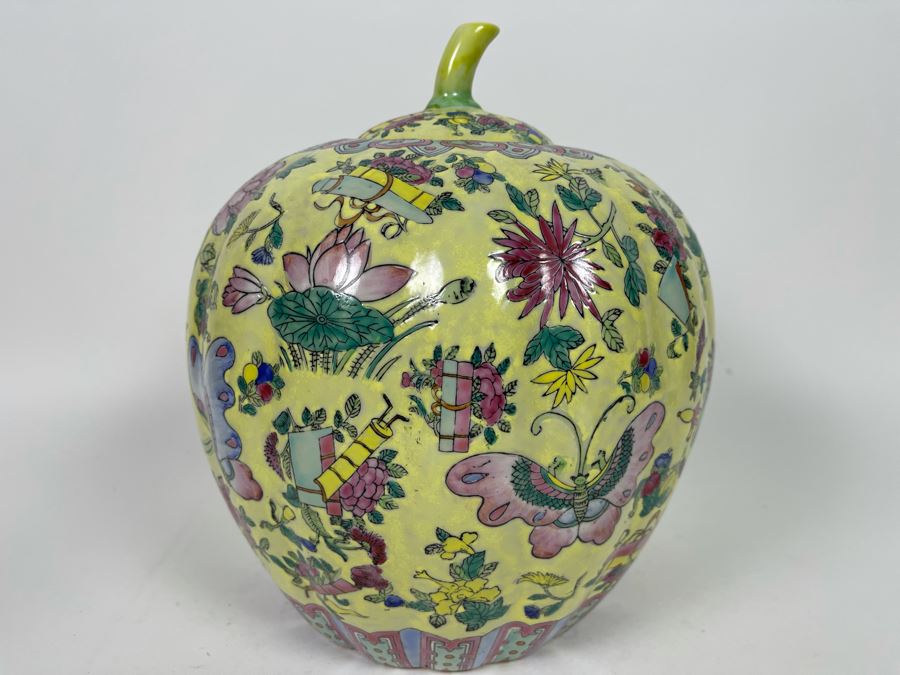 Signed Chinese Porcelain Lidded Jar 9W X 11H [Photo 7]