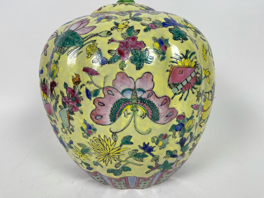 Signed Chinese Porcelain Lidded Jar 9W X 11H [Photo 3]