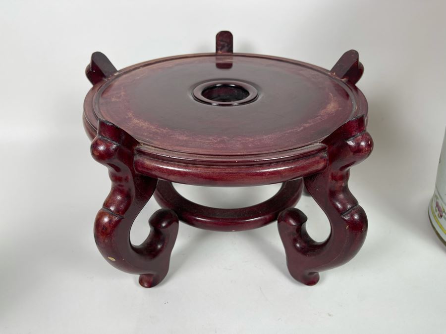 Antique Chinese Porcelain Vase With Wooden Stand (One Vase - Showing Front And Back) 23H X 9W [Photo 32]