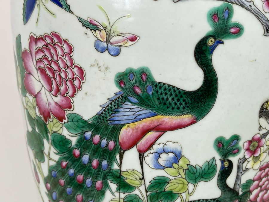 Antique Chinese Porcelain Vase With Wooden Stand (One Vase - Showing Front And Back) 23H X 9W [Photo 27]