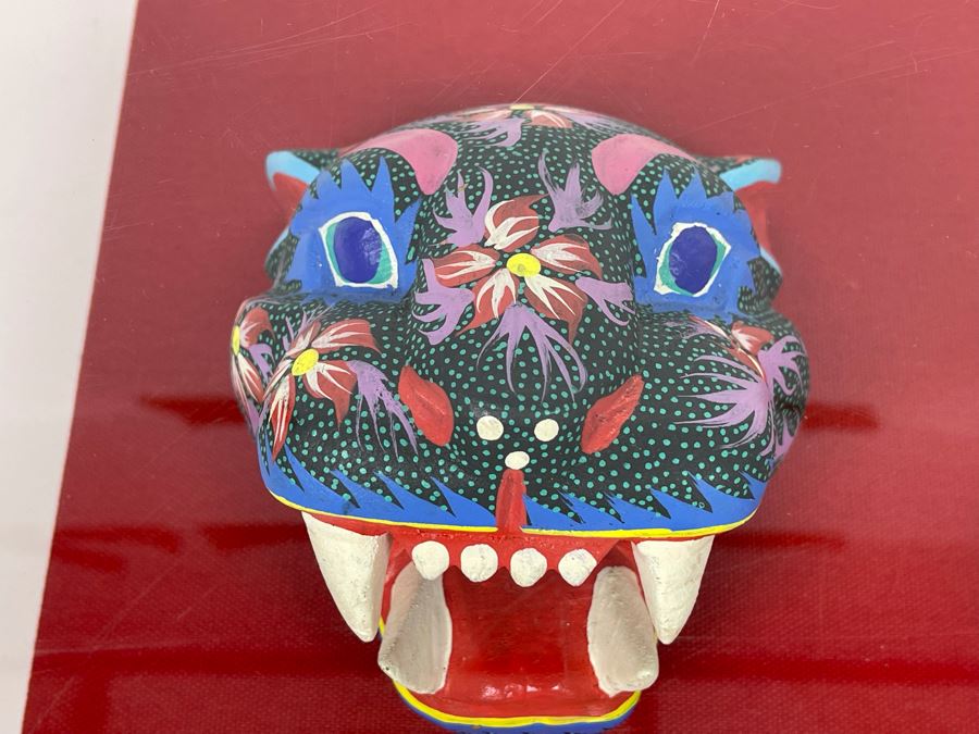 Shadow Box Framed Pair Of Hand Painted Masks 16W X 12H X 6D [Photo 5]