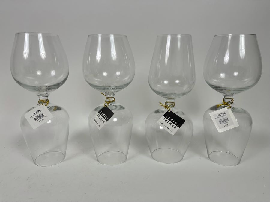 Z Gallerie Gemini Double Sided Wine Glasses 10.25H Retails $51 [Photo 2]