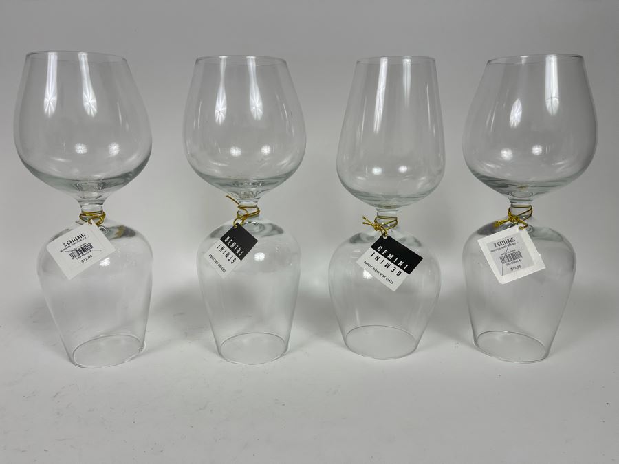 Z Gallerie Gemini Double Sided Wine Glasses 10.25H Retails $51