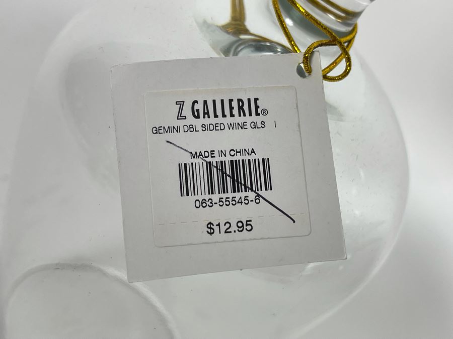 Z Gallerie Gemini Double Sided Wine Glasses 10.25H Retails $51 [Photo 4]