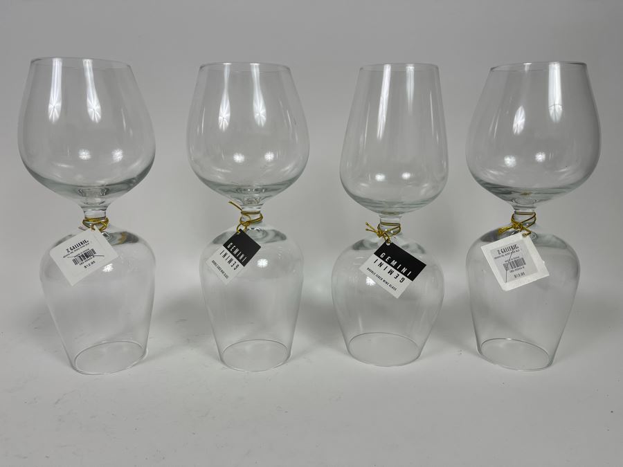Z Gallerie Gemini Double Sided Wine Glasses 10.25H Retails $51 [Photo 3]
