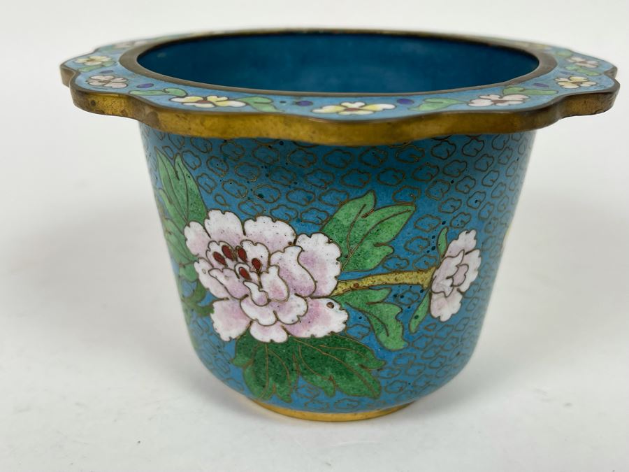 Small Chinese Cloisonne Flower Pot Planter 5W X 3.5H [Photo 4]