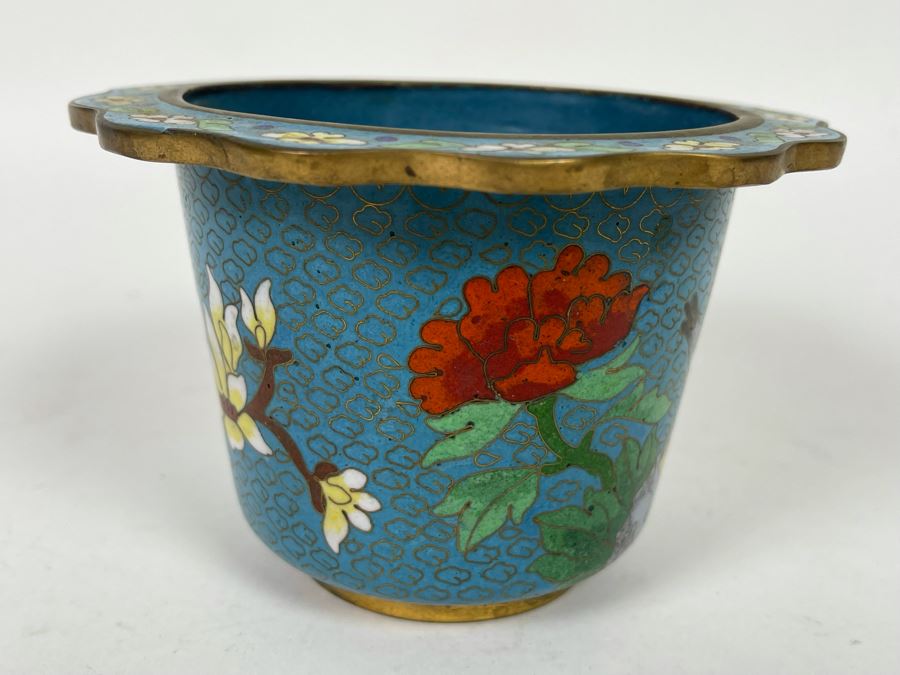 Small Chinese Cloisonne Flower Pot Planter 5W X 3.5H [Photo 2]