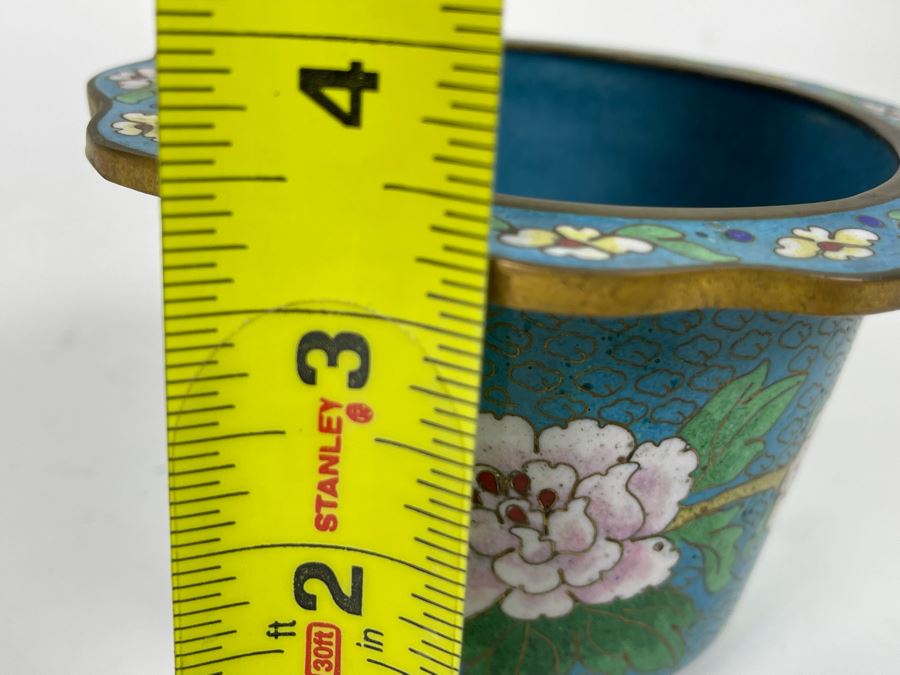 Small Chinese Cloisonne Flower Pot Planter 5W X 3.5H [Photo 8]