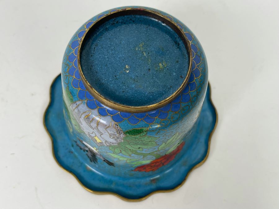 Small Chinese Cloisonne Flower Pot Planter 5W X 3.5H [Photo 6]