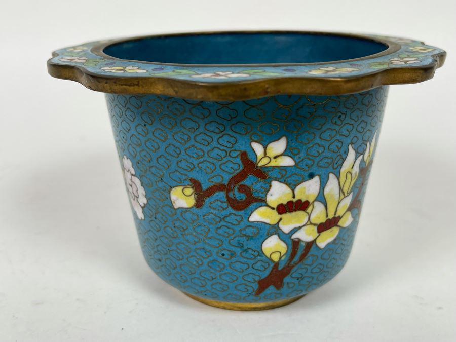 Small Chinese Cloisonne Flower Pot Planter 5W X 3.5H [Photo 3]