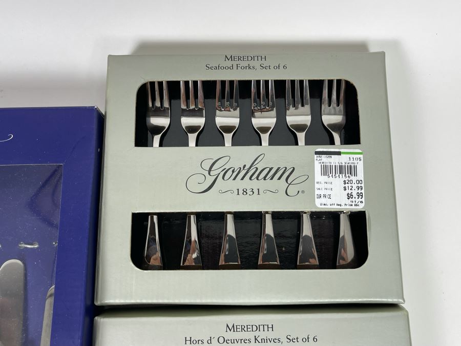 New Flatware Sets Gorham Hors D' Oeuvres Knives Set Of 6, Gorham Seafood Forks And Spode Cheese Knife And 6 Spreaders [Photo 3]