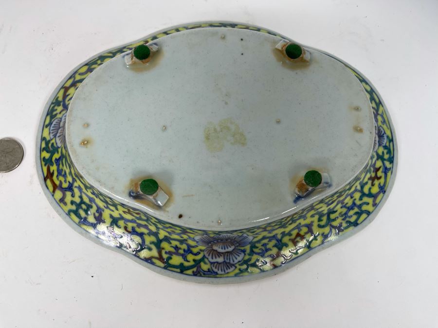 Chinese Porcelain Dish Bowl 9.5W X 7.5D X 1.5H [Photo 5]