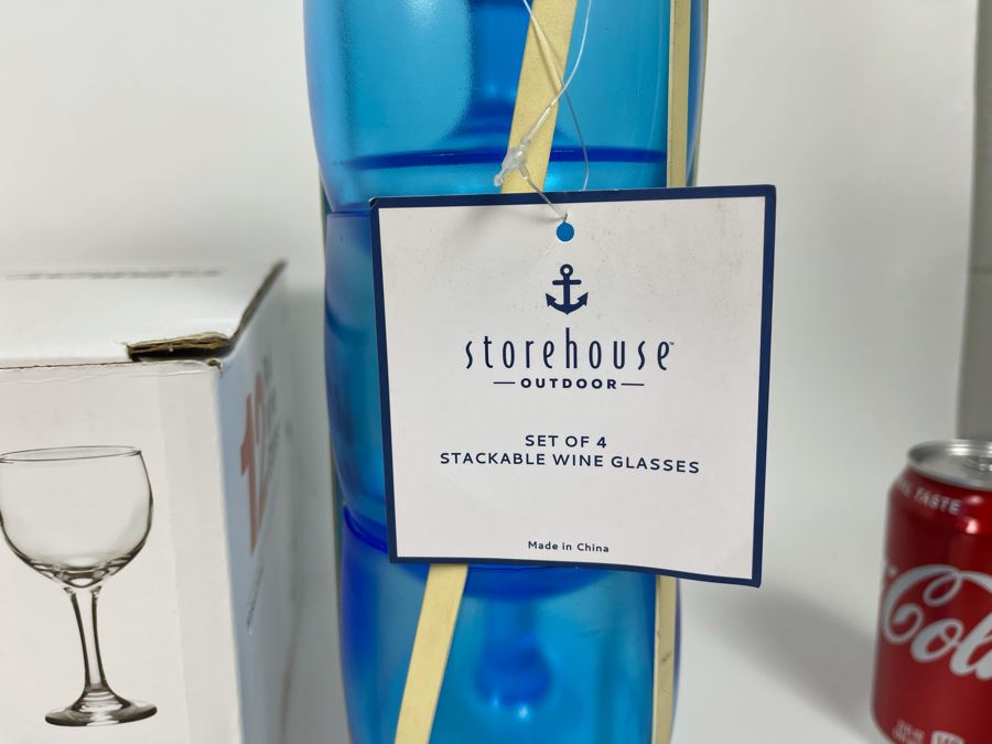 New Set Of 12 Red Wine Glasses And Set Of 4 Stackable Plastic Outdoor Wine Glasses [Photo 5]