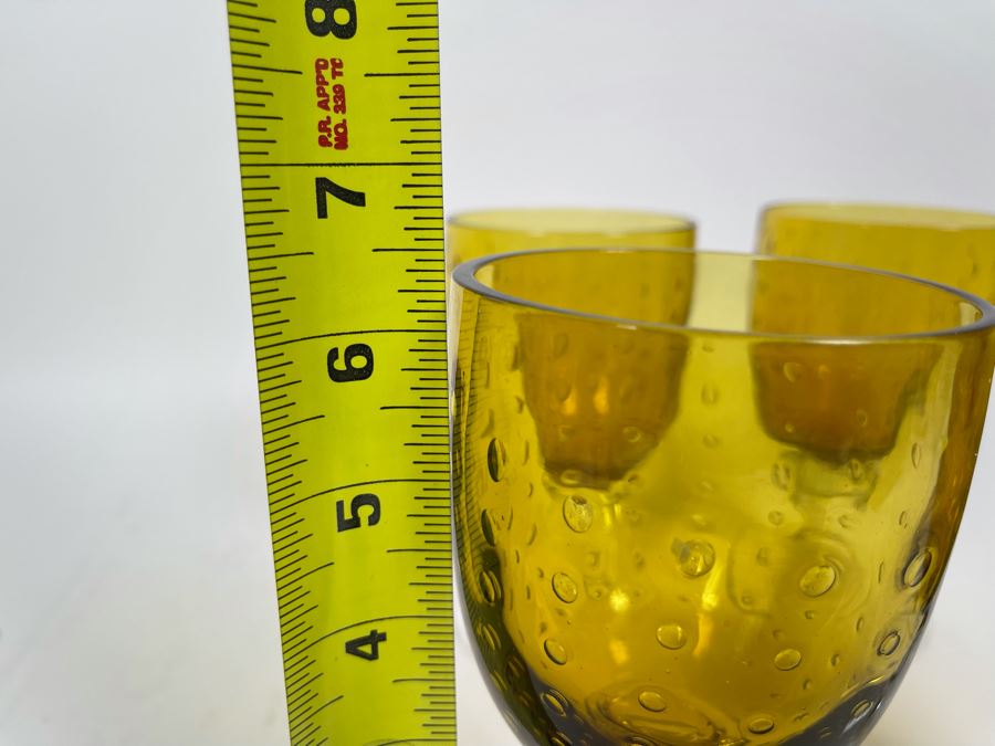 Set Of Four Amber Goblets 6.5H [Photo 5]