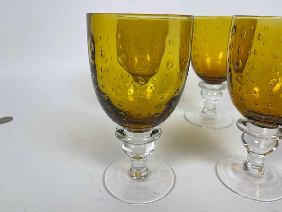 Set Of Four Amber Goblets 6.5H [Photo 4]