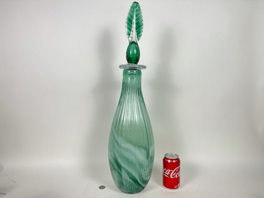 Teal Glass Bottle With Stopper 26H 7W Retails $183