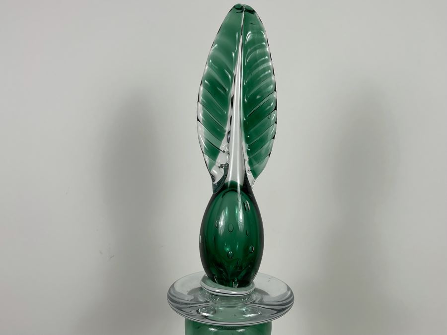 Teal Glass Bottle With Stopper 26H 7W Retails $183 [Photo 3]